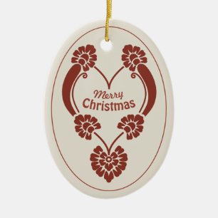 Décoration En Céramique Coeur ornemental rouge-foncé élégant CC1069 de