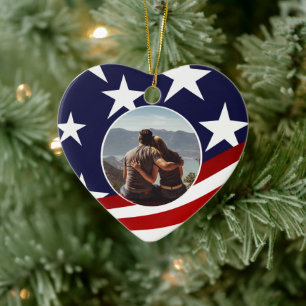 Décoration En Céramique Cœur patriotique toujours dans mon cœur Photo mili