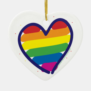 Décoration En Céramique Coeur Rainbow Pride