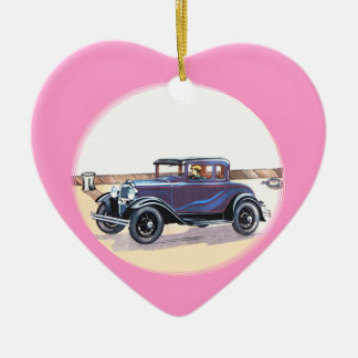 Décoration En Céramique coeur rose romantique d'automobile vintage des