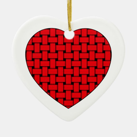 Décoration En Céramique Coeur rouge tressé (Devant)