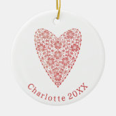 Décoration En Céramique Coeur Scandinave Rouge Blanc Personnalisé (Devant)
