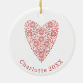 Décoration En Céramique Coeur Scandinave Rouge Blanc Personnalisé (Dos)