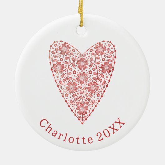 Décoration En Céramique Coeur Scandinave Rouge Blanc Personnalisé (Dos)