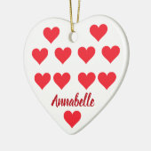 Décoration En Céramique Coeurs de Noël nom personnalisé cool mignon chic (Gauche)