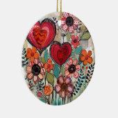 Décoration En Céramique Coeurs Et Fleurs Valentin (Droite)