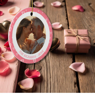 Décoration En Céramique Coeurs rose vif avec conception photo personnalisé