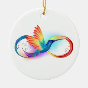 Décoration En Céramique Colibri arc-en-ciel avec symbole Infinity