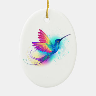 Décoration En Céramique Colibri arc-en-ciel exotique