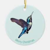 Décoration En Céramique Colibri bleu turquoise sur bleu clair (Devant)