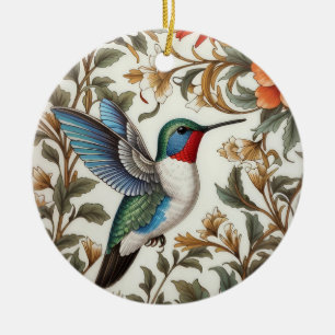 Décoration En Céramique Colibri en vol inspiré de William Morris