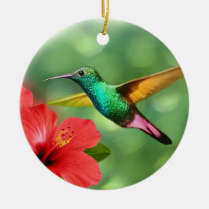 Décoration En Céramique Colibri mignon avec fleur