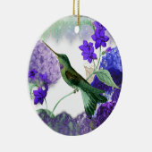 Décoration En Céramique Colibri vert, Prière de sérénité, fleurs violettes (Droite)