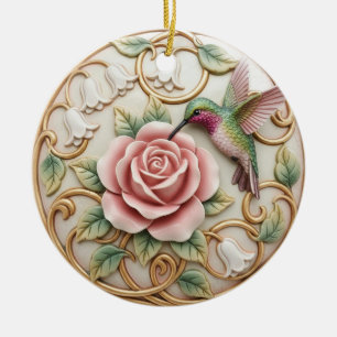 Décoration En Céramique Colibri Vintage Rose Florale Rose Victorian