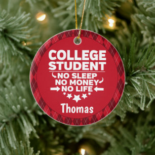 Décoration En Céramique College Student No Sommeil Argent Vie Rouge Plaid
