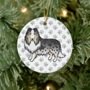 Décoration En Céramique Colley Rough Blue Merle Mignon Chien de Dessin Ani