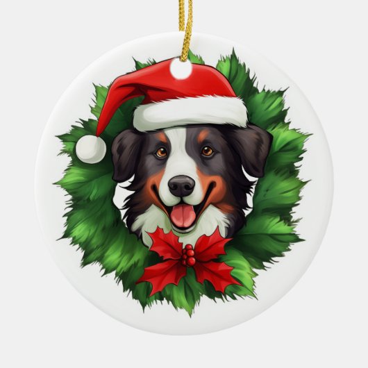 Décoration En Céramique Collie Christmas Wreath (Devant)