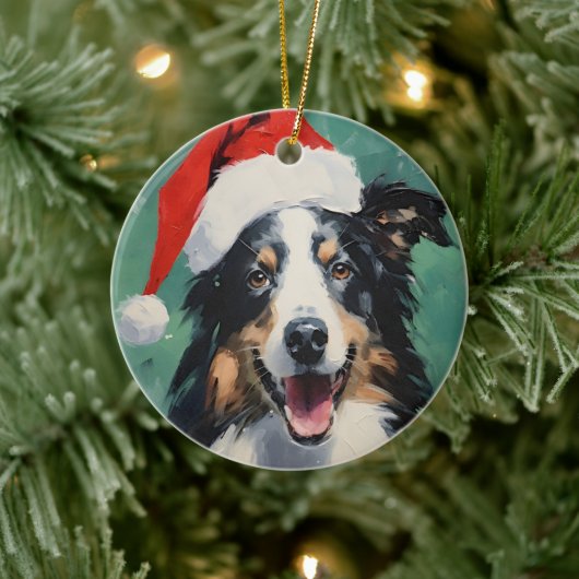 Décoration En Céramique Collie peinture de Noël (Arbre)