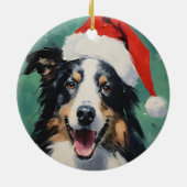 Décoration En Céramique Collie peinture de Noël (Dos)