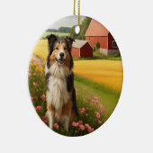 Décoration En Céramique Collie standard à la ferme (Droite)