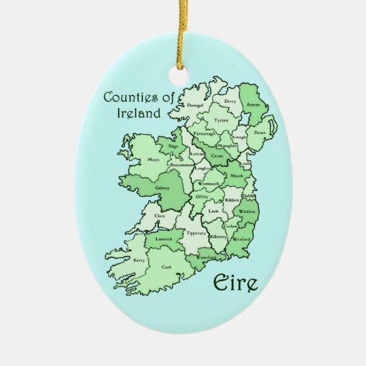 Décoration En Céramique Comtés de carte de l'Irlande (Devant)