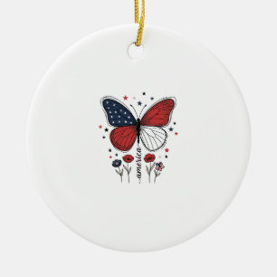 Décoration En Céramique Conception de T-shirt vintage papillon patriotique