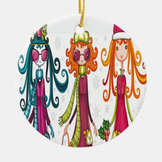 Décoration En Céramique Conception de trois filles (Devant)