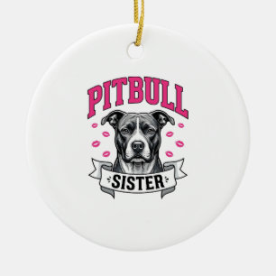 Décoration En Céramique Conception vectorielle de sœur Pitbull amateur de
