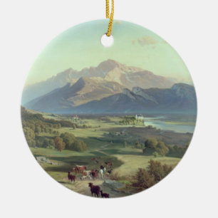 Décoration En Céramique Conducteur de bestiaux à cheval avec ses bétail