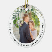 Décoration En Céramique Cone verdure nouveaux mariés 1er noël photo (Gauche)