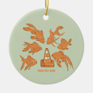 Décoration En Céramique Cônes de la route et poisson rouge orange