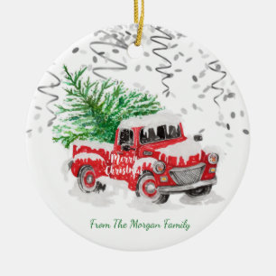 Décoration En Céramique Confetti d'argent, neige de canard rouge de Noël