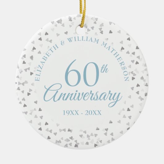 Décoration En Céramique Confetti des Coeurs du 60e anniversaire (Devant)