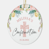 Décoration En Céramique Confirmation Aquarelle Floral Blush Pink Cross (Gauche)