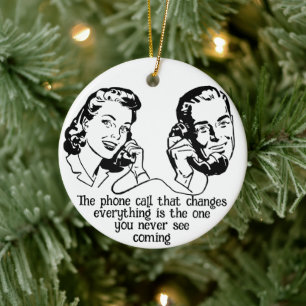 Décoration En Céramique Connexion inattendue - Appel téléphonique en coupl