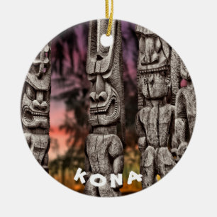 Décoration En Céramique Conseil tribal Tiki, 2 faces,