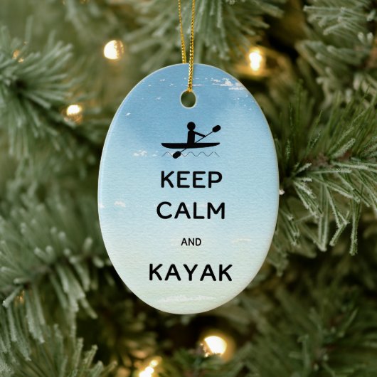 Décoration En Céramique Conserver calme et Kayak avec nom Date (Arbre)