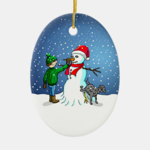 Décoration En Céramique Construction d'un bonhomme de neige