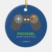 Décoration En Céramique Contrôleur de jeu vidéo bleu enfants Noël (Devant)