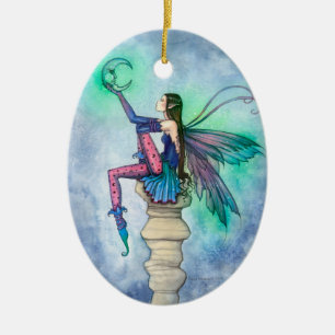 Décoration En Céramique Conversation avec la fée lunaire Fantastique Art