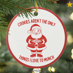 Décoration En Céramique Cookies Joke Retro Style Naughty Père Noël Noël