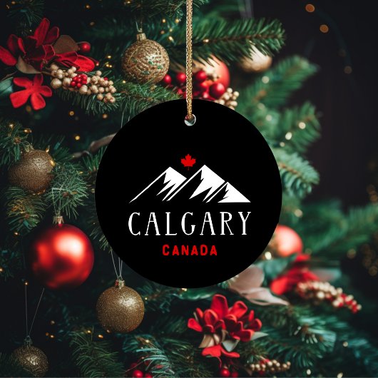 Décoration En Céramique Cool Calgary Canada Mountains Maple Leaf Dark