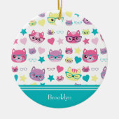 Décoration En Céramique Cool Pastel Chats avec lunettes Motif, Noël Turquo (Devant)