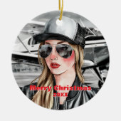 Décoration En Céramique Cool pilote et avion Cessna en aquarelle (Devant)