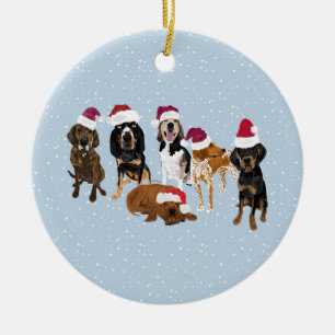 Décoration En Céramique Coonhounds Père Noël