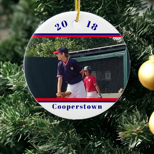 Décoration En Céramique Cooperstown NY Baseball Photo Striped Memories