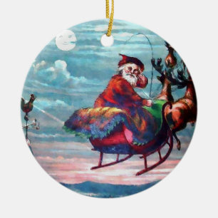 Décoration En Céramique Copie vintage de Père Noël Sleigh