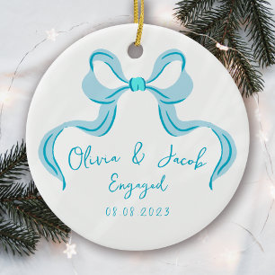 Décoration En Céramique Coquette Bleue Personnalisée Bow Engagée
