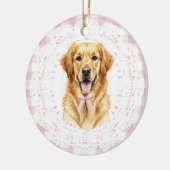 Décoration En Céramique Coquette Golden Retriever Dog Pink Gingham Bows (Gauche)