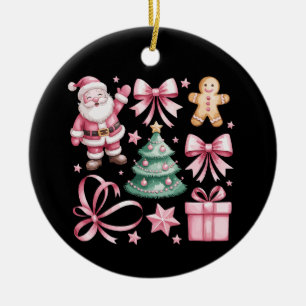 Décoration En Céramique Coquette rose mignonne Bow Père Noël Noël Arbre No